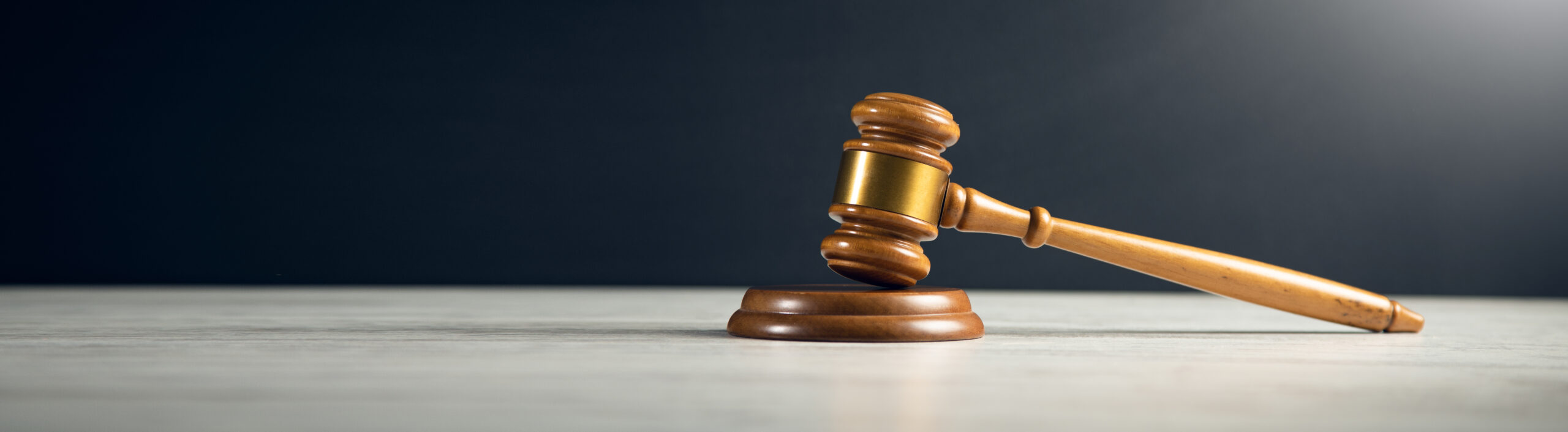 Judge Wooden mallet on white background.